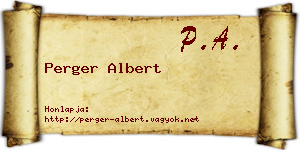 Perger Albert névjegykártya